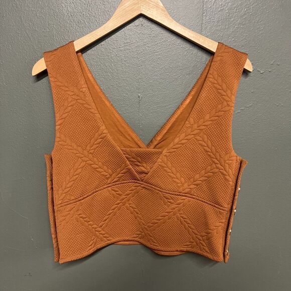 NWT MAEVE by Anthropologie Crop Top Bronze Sleeveless Blouse Women’s Large - Picture 4 of 5